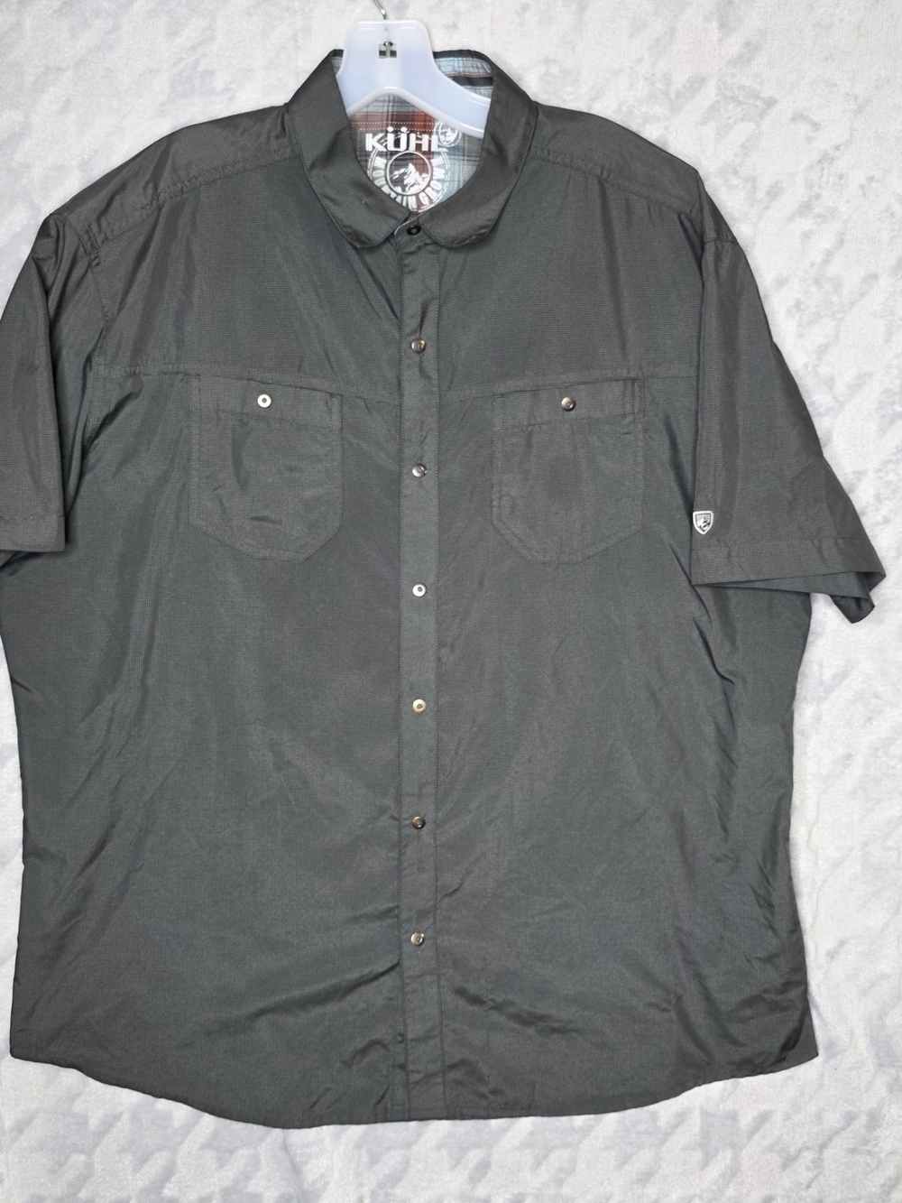 Kuhl Men's Short Sleeve Button-Down Shirt in Charcoal Gray